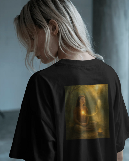 Back Print Meditation Art Tee for Serenity